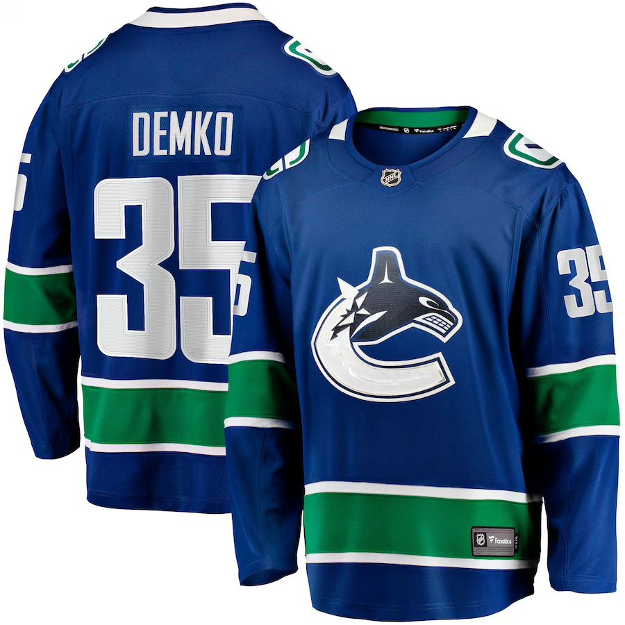 Men Vancouver Canucks #35 Thatcher Demko Fanatics Branded Blue Home Breakaway NHL Jersey->customized nhl jersey->Custom Jersey